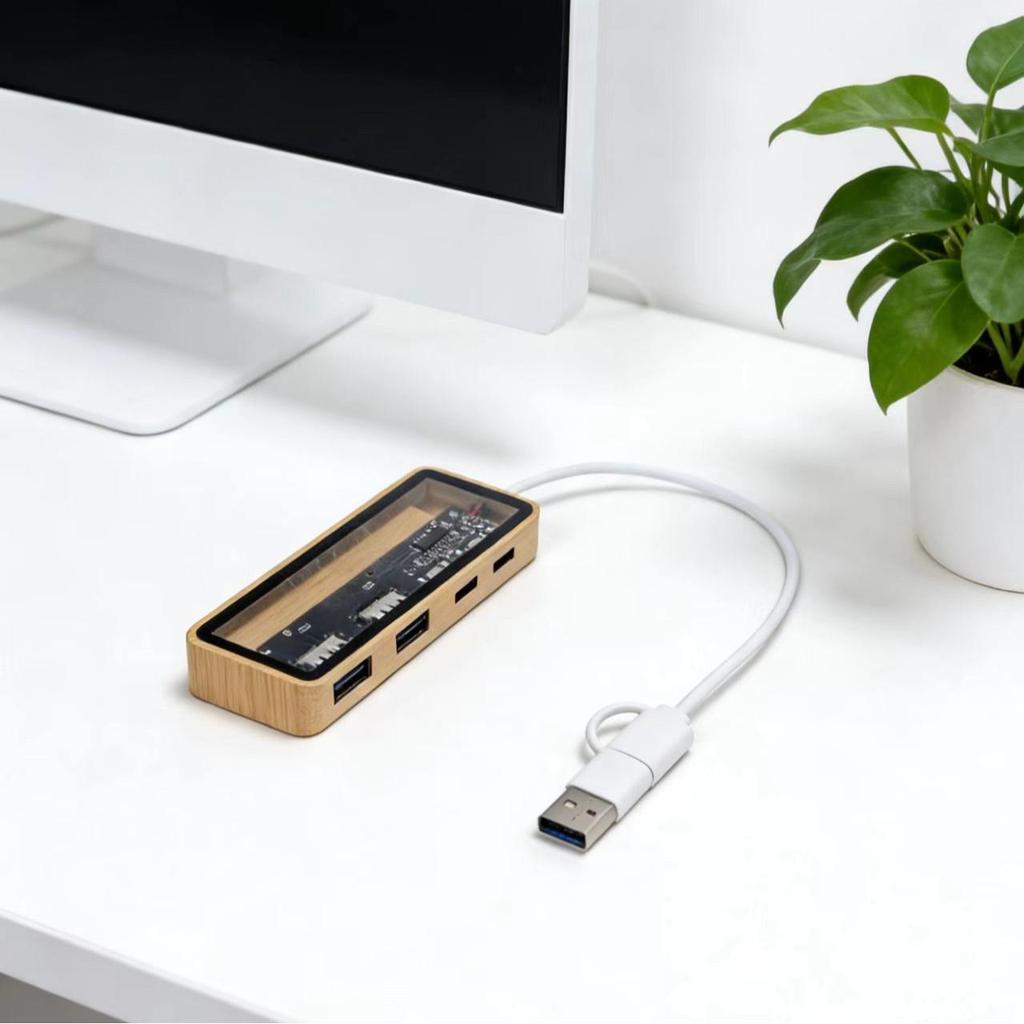 Прозрачная док-станция 7-в-1 USB-C: 4K HD, Gigabit Ethernet, Совместимость между устройствами