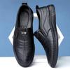 Fashion Summer Breathable Leather Shoes for Men Business Slip On Loafers Men Casual's Shoes Black Flats Men Work Office Driving Sneakers