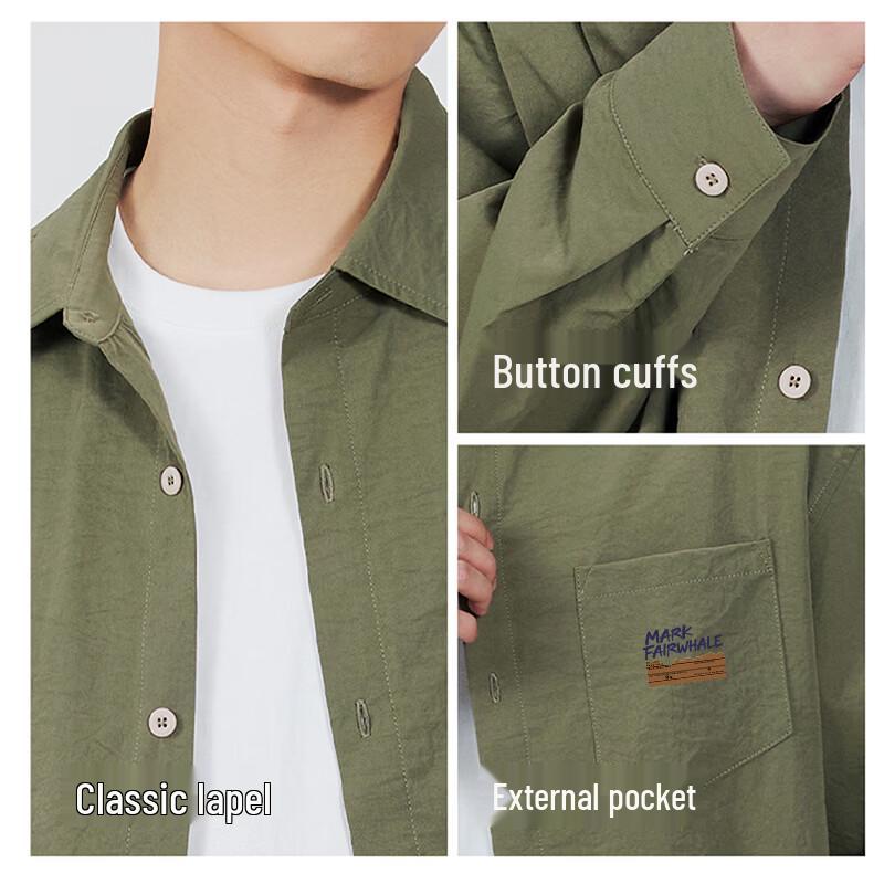 Mark Fairwhale Men's American Style Long-Sleeve Loose Casual Shirt