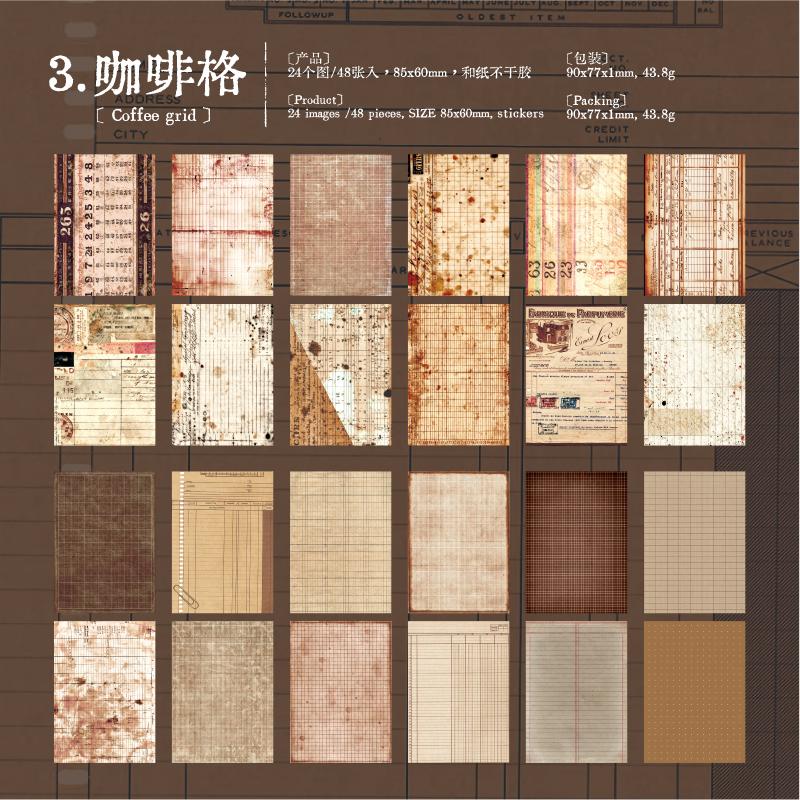 JIAMEI 48sheets/book Old Account List Series Creative Retro Aesthetics Washi Sticker Book DIY Scrapbooking Decorative Stickers