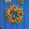 Fall Wreath for Front Door 16 Inch Autumn Artificial Wreath with Pumpkin Peony Flower for Harvest Thanksgiving Farmhouse Decor