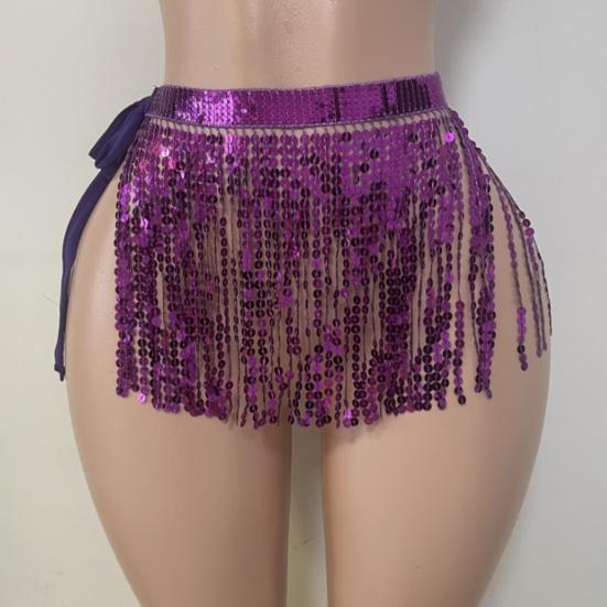 Юбка с пайетками и кисточками, блестящая мини-юбка для танца живота, бахрома, шарф на бедра для рейв-фестиваля, клубная одежда, костюм для выступлений на вечеринке