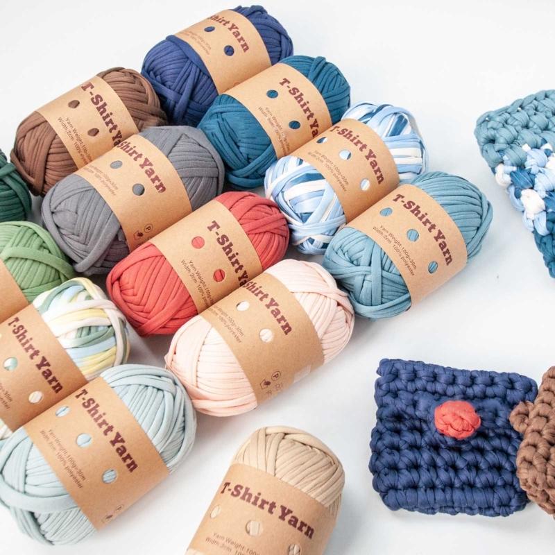 6 шт. Трикотажная пряжа Эластичная ткань Пряжа для вязания крючком для DIY вязания, Пряжа-спагетти Толстая пряжа для ручного вязания сумки