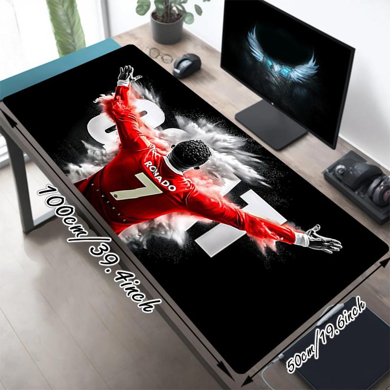 1Pc Ronaldo'S Iconic Leap Gaming Mouse Pad Keyboard Desk Mat Non-slip Rubber Lock Edge Waterproof Computer Mousepad for Office Home Decor S1798