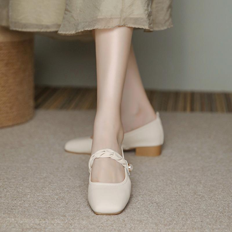 Retro Mary Jane Women's Shoes Light Mouth Soft Sole Small Fragrant Wind 2025 New Spring and Summer Single Shoes Thick Heel Small Leather Sho