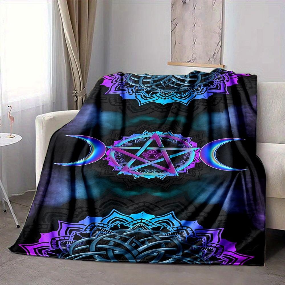 1pc Mandala Art Blanket, Lightweight Flannel Throw For Sofa, Bed, Travel, Camping, Livingroom, Office, Couch, Chair