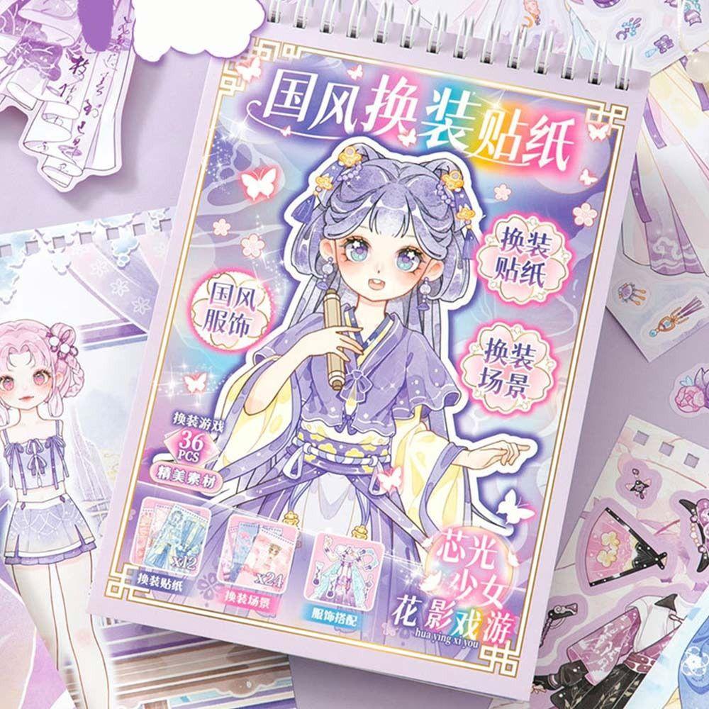 Chinese Style Girl Dress-up Sticker DIY Little Girl Stickers Toy Gifts Cartoon Sticker Book