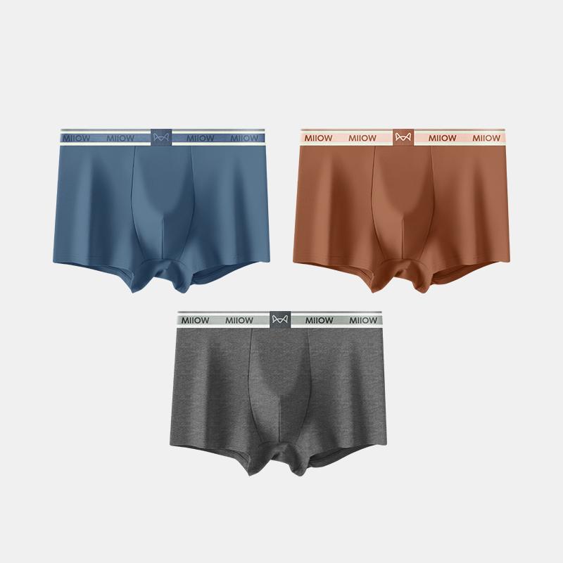 MiiOW 3Pcs Men's Underwear Graphene Antibacterial Underwear Soft and Comfortable Cotton Underwear Flat Corner Underwear L-5XL