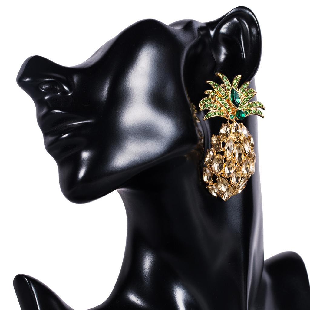 European and American Big Brand Diamond-studded Acrylic Crystal Cute Fruit Earrings Colored Diamond Full Diamond Earrings