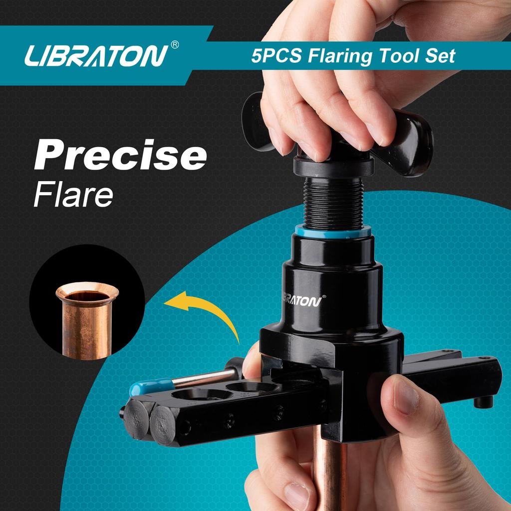 LIBRATON Flare Eccentric Flaring Flare Processing Air Conditioner Plumbing for Pipe Deburring Bar Included Tool, Tool, Tool, Tool, 1/4-3/4 Inch,