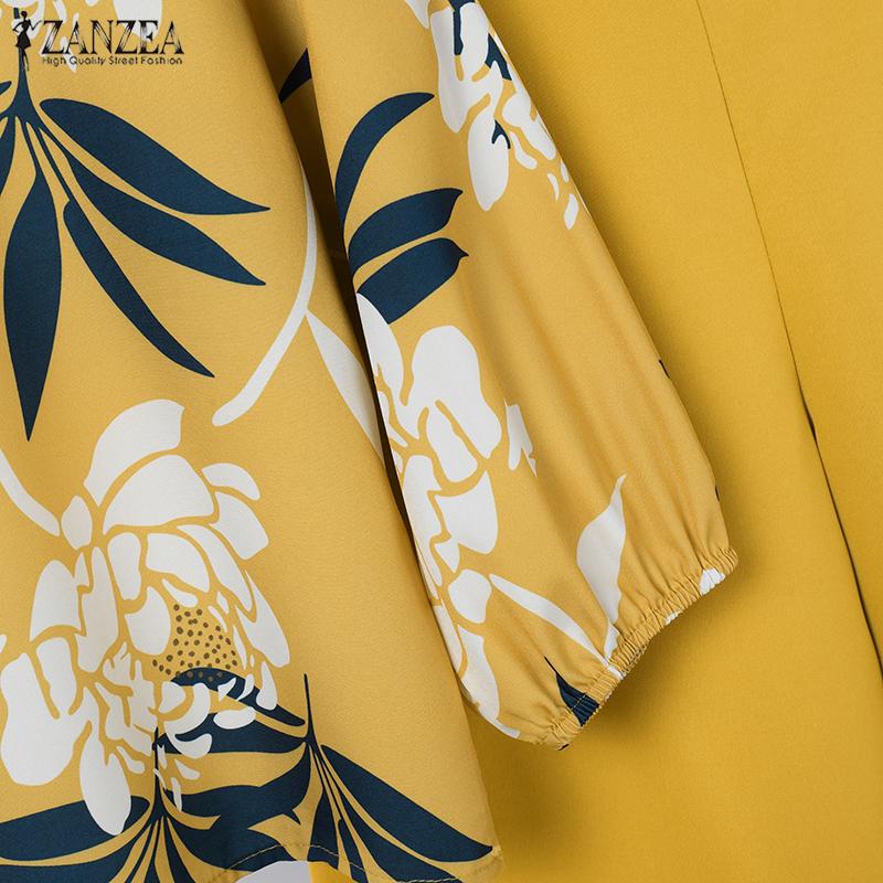 ZANZEA Женский повседневный костюм из двух частей: блузка с цветочным принтом и широкие брюки