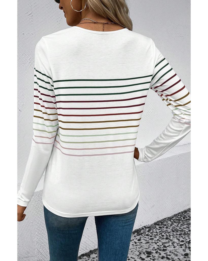Azura Exchange Multicolor Striped Crew Neck Long Sleeve Top
