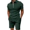 Men's Plus Size Waffle Knit Polo Shirt Set - Comfortable Short Sleeve, Solid Color, Casual Lapel Design