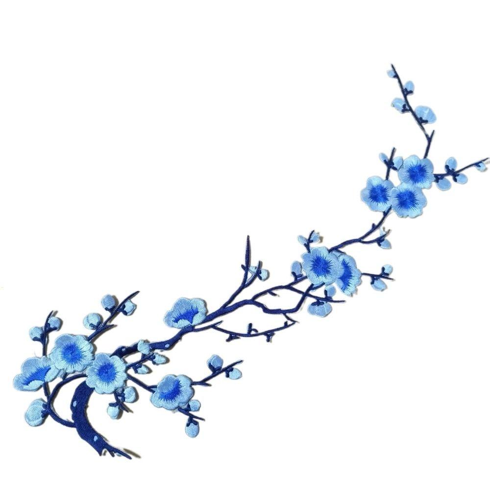 Flower Shaped Plum Blossom Applique Embroideried Self-adhesive Cloth Patches Iron on DIY Clothes Sticker Sewing