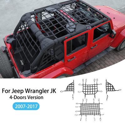 Сетчатая боковая сетка багажника для Jeep Wrangler JK JKU 2007-2017, 4-дверная версия, автомобильные аксессуары, черный