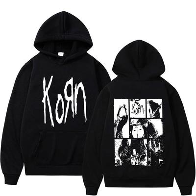Альтернативная Nu Metal Рок-группа Korn Двусторонняя Худи с Графикой Мужская Готическая Винтажная Толстовка Свитшот Мужская Флис Хлопок Худи