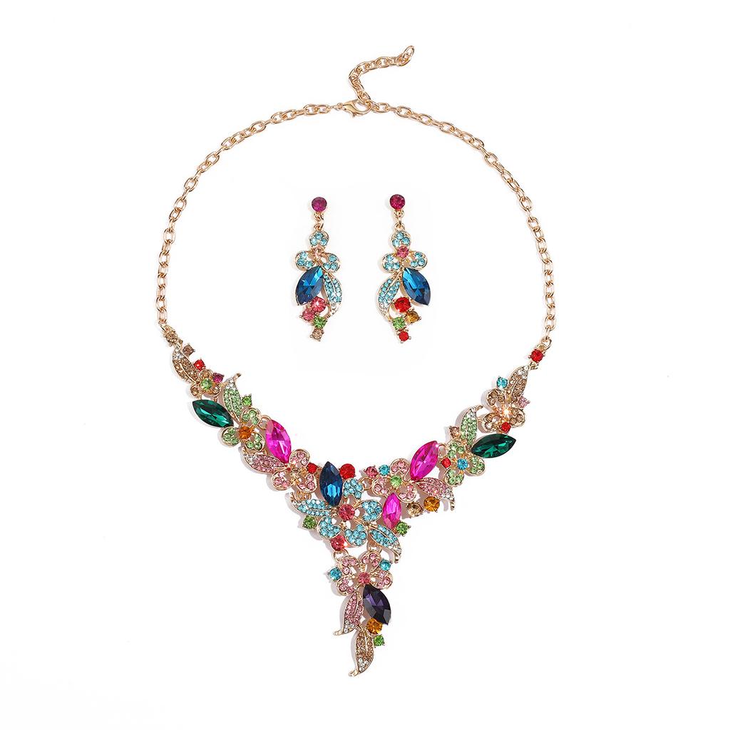 Bridal Three-Piece Jewelry Set, Necklace Earrings Ornaments, European Style Wedding Matching Accessories