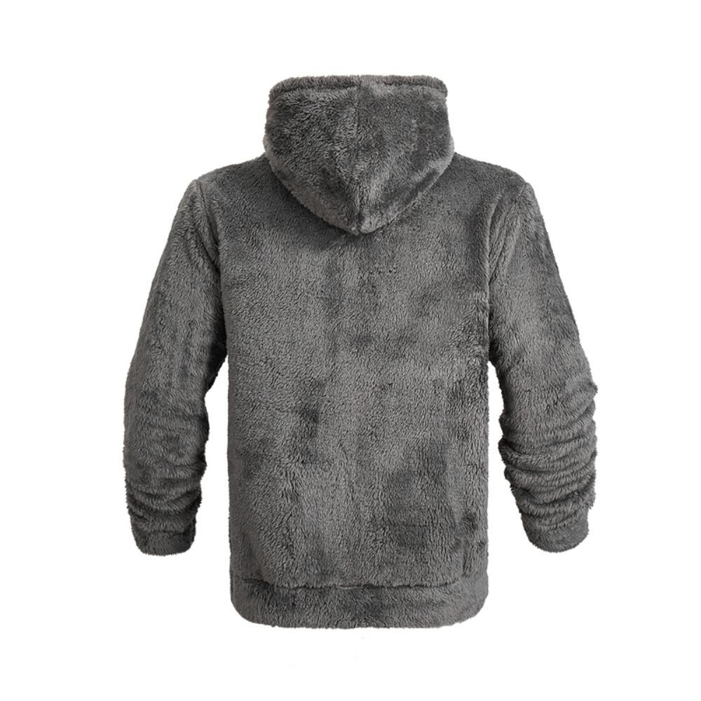 2025 Американский стиль Осень/Зима Куртка Мужская Толстая Теплая Двусторонняя Флисовая Куртка Свободный Кардиган на Молнии Повседневная Куртка с Капюшоном