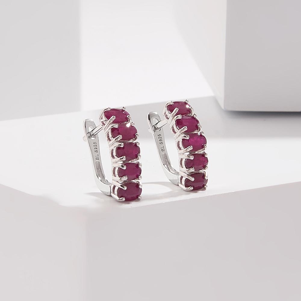 Bolaijewelry Драгоценный натуральный рубин 3*5 мм овальный дизайнерский шикарный застежка серебряное кольцо серьги комплект ювелирных изделий роскошные украшения для женщин леди хороший подарок