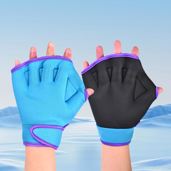 1 Pair Swimming Gloves Adjustable Men Women Aquatic Swim Training Glove Webbed Fitness Water Resistance Training Hand Fins Paddles Swimming Gear