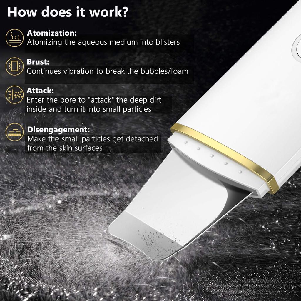 Ультразвуковой скребок для кожи и очиститель лица - очиститель пор и средство для удаления черных точек в подарок