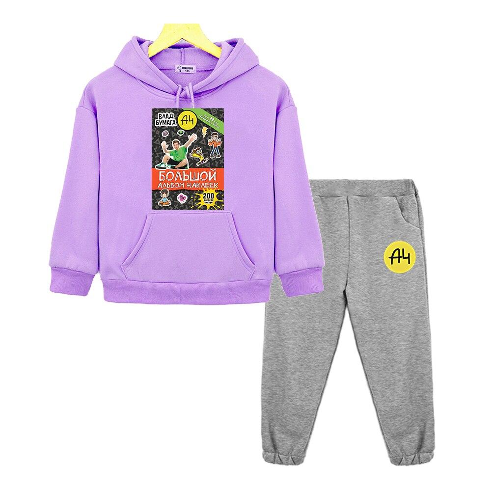 Комплекты свитшотов Vlad A4, толстовка с капюшоном в стиле аниме, детская бутиковая одежда, осенний флисовый пуловер, куртка Kawaii Merch A4, комплект с капюшоном для мальчиков и девочек