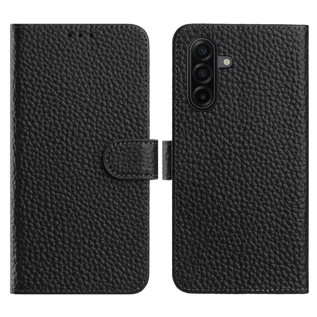 For Samsung Galaxy A57 5G Case Wallet Stand Litchi Texture Genuine Cow Leather Flip Phone Cover