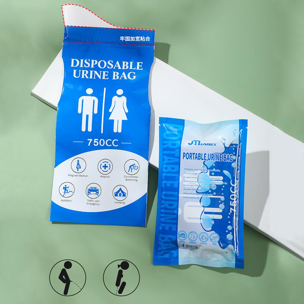 4Pcs 750CC Outdoor Disposable Urinal Bag Portable Emergency Urinate Bags Leakproof Emergency Pee/Wee Bags for Camping Hiking