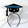 Celebrate Graduation Cap Headband Non-slip Colorful Bachelor Cap Hair Hoop Personality Shiny Doctoral Hat Headdress