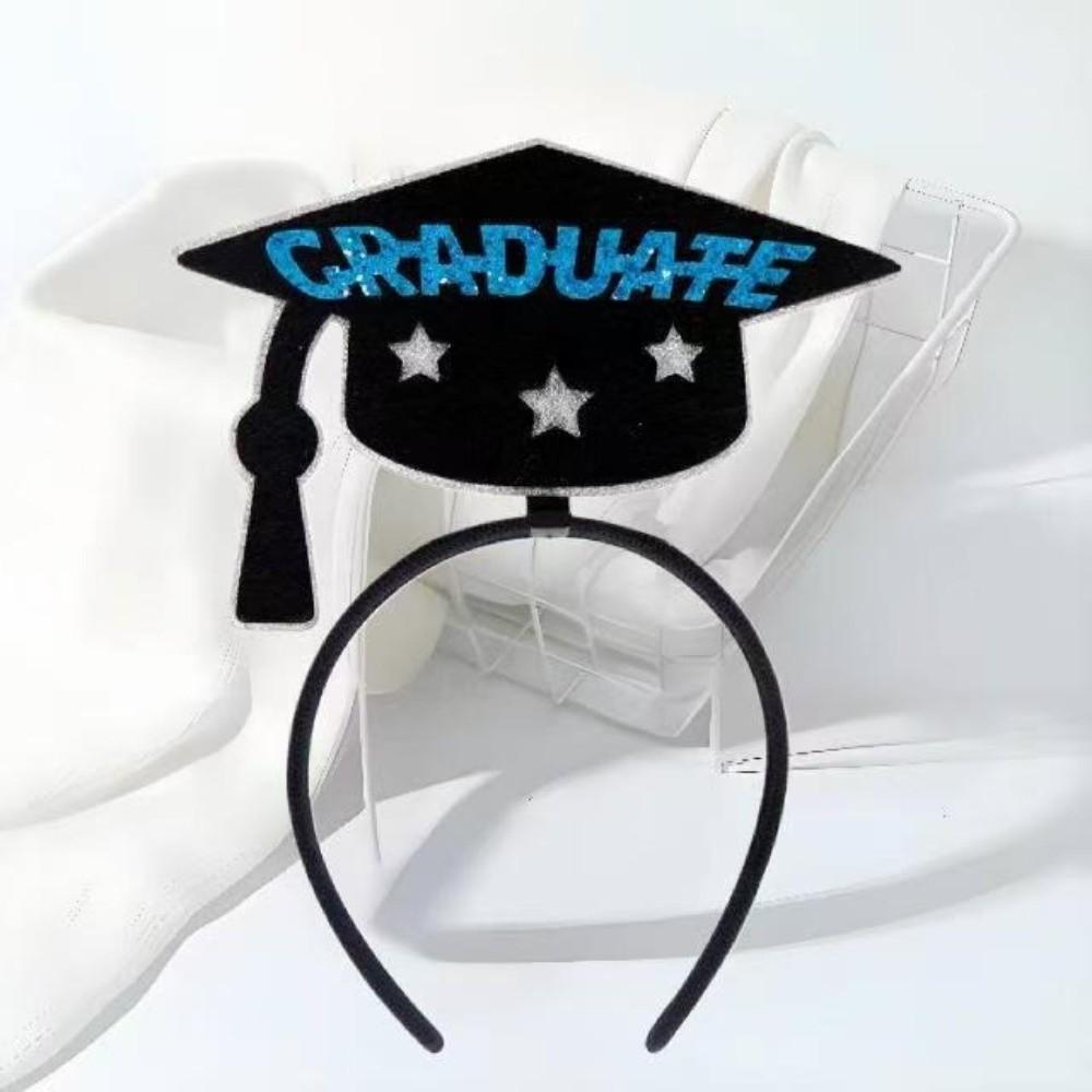 Celebrate Graduation Cap Headband Non-slip Colorful Bachelor Cap Hair Hoop Personality Shiny Doctoral Hat Headdress