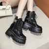 Зимние ботинки Мотоциклетные ботинки на высокой платформе Теплые женские ботинки на толстой подошве с танкеткой Новые осенние кожаные туфли для женщин