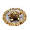 Brass, Glass Feng Shui Tortoise On Plate Showpiece 13.97 Cm