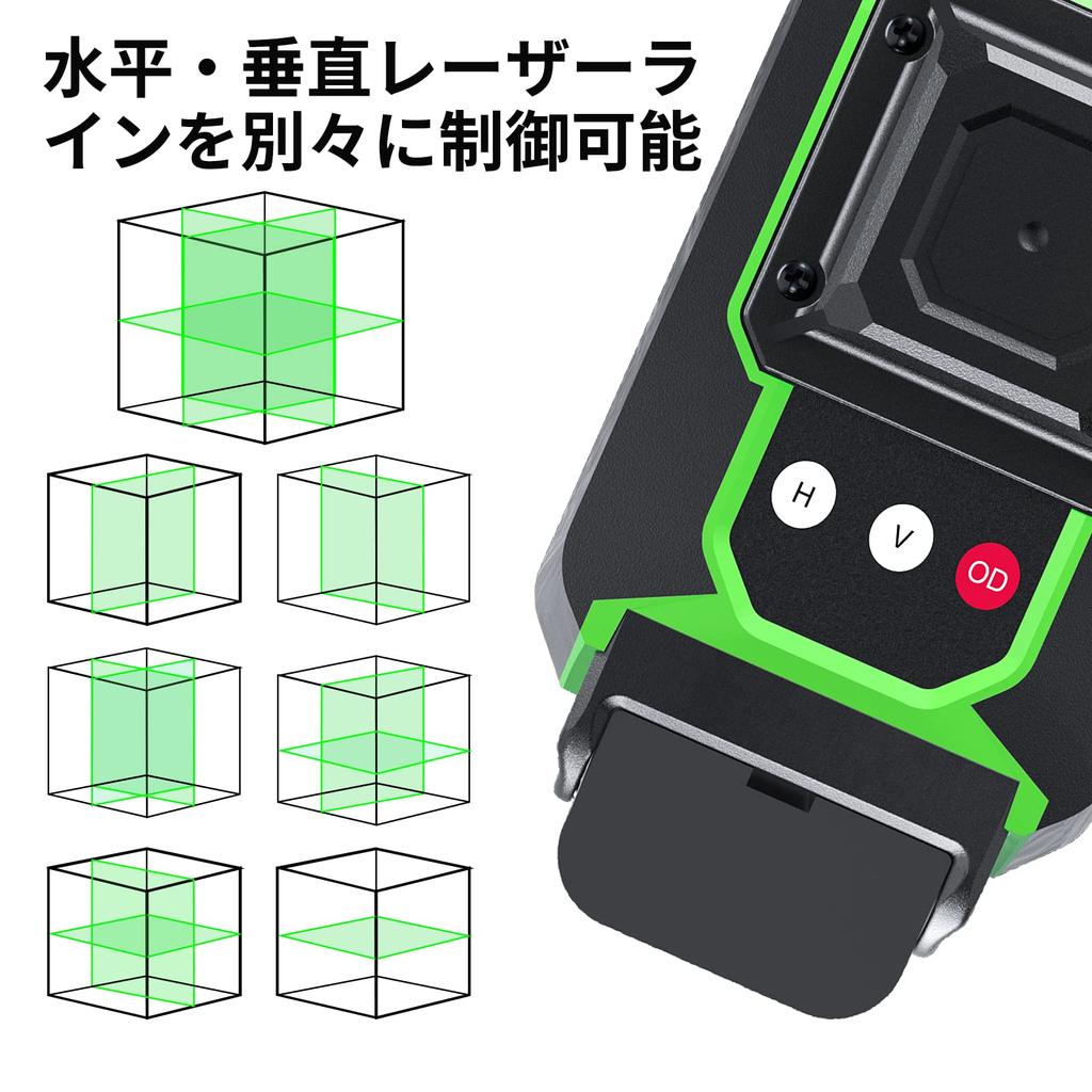 FELLAT Лазерный маркер Зеленый лазер Лазерный уровень Полная линия 5 уровней Регулировка яркости Автоматическая коррекция 2 Метод подачи питания Использование инструмента уровня Японский
