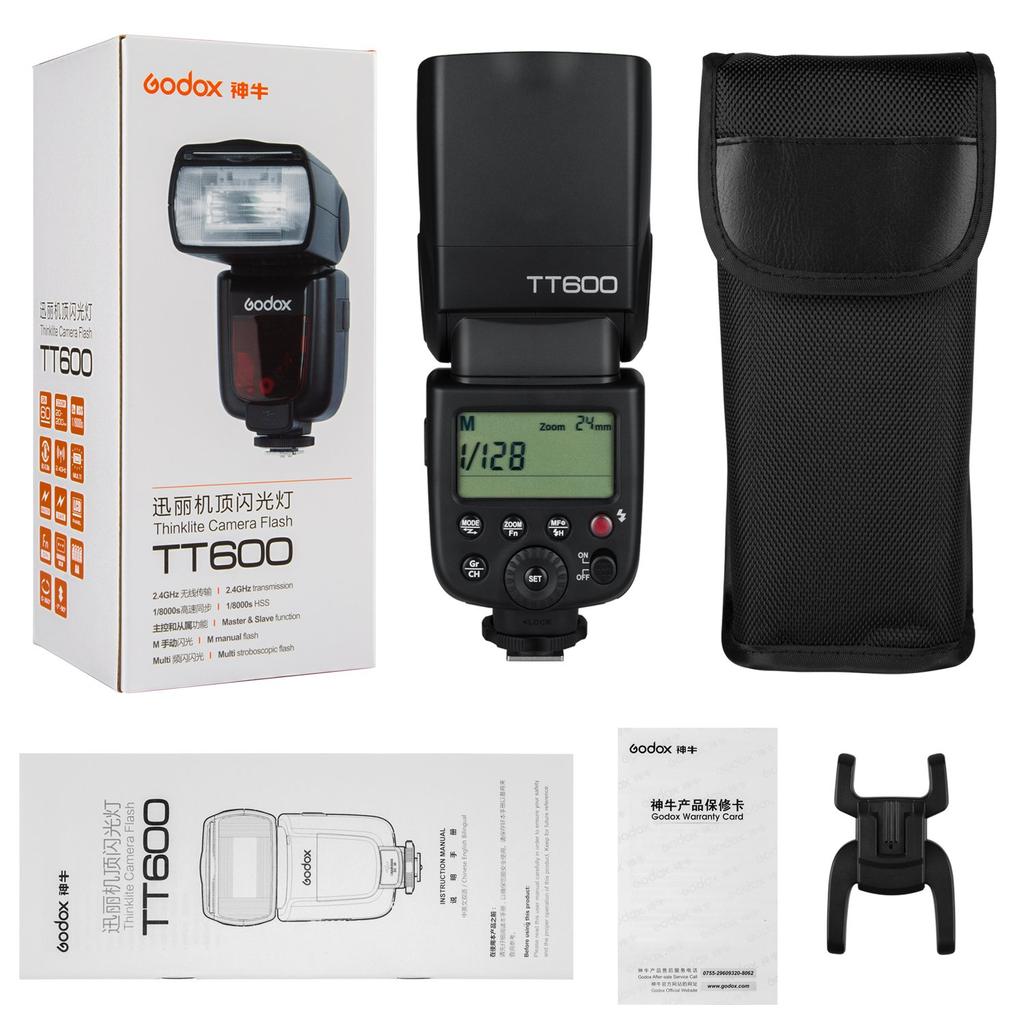 Godox TT600 Camera Flash Manual Wireless X System Equipped with LCD Panel Battery Supply Compatible with DSLR Cameras Built-in 2.4G