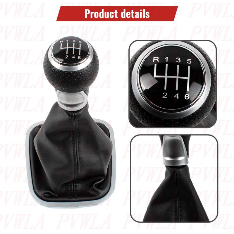 Для VW Polo 6R 6C Седан Хэтчбек 2011 2012 2013 2014 2015 2016 2017 6-ступенчатая ручка рычага переключения передач + Черная линия Чехол из ПУ-кожи