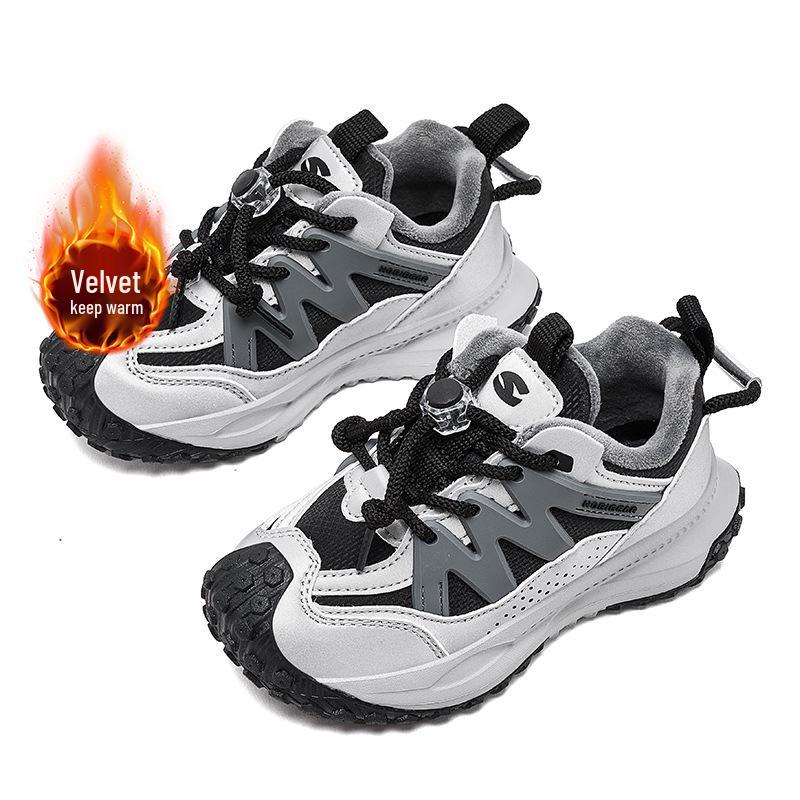 Детские хлопковые кроссовки Habi Bear для мальчиков и девочек с бархатной подкладкой и подошвой из материала Durian для зимы