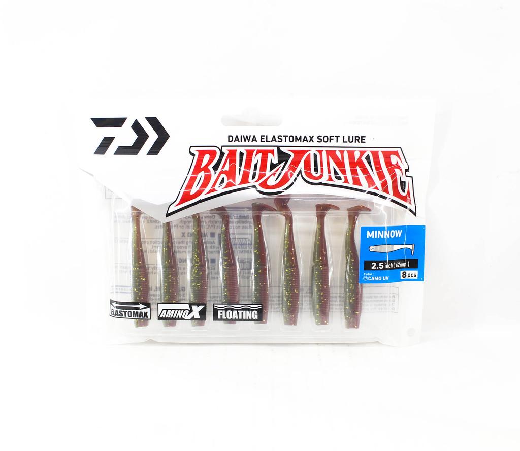 Daiwa Soft Lure Bait Junkie Minnow 2.5 Inch 8 Per Pack Camo UV (2828)