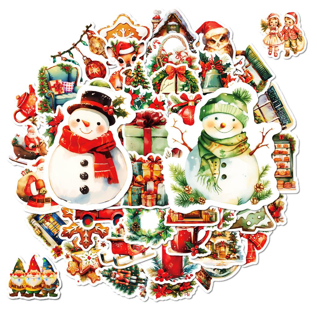 Christmas Stickers,50 PCS Christmas Stickers Labels,Snowman,Bells,Snow,Xmas Kids Stickers Decals For Crafts Decorations&Christmas Party Supplies