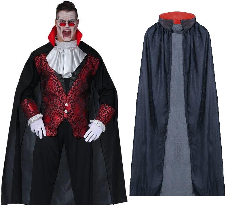 Czarna Długa Peleryna Diabła Wampira Nietoperza Halloween Karnawał 140Cm