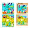 Wooden Montessori Toy Peg Puzzle Animal Shape Puzzles Fine Motor Skills Wood Sticker Book Busy Board and Girls Gifts