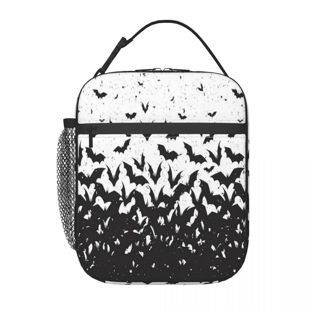 Chic Black And White Bat Insulated Lunch Bag for Kids School Cooler Thermal Food Box Tote Leakproof Lunch Boxes Container