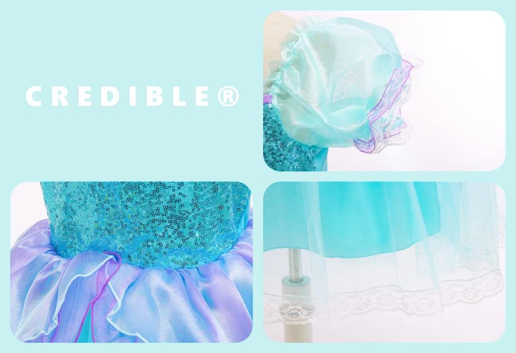 CREDIBLE Princess Cosplay Luxury Set Mermaid B Mermaid Hair Ribbon Heart Magic Original TT5482 Dress, Kids' Costume, 10-Piece - (Princess Dress,