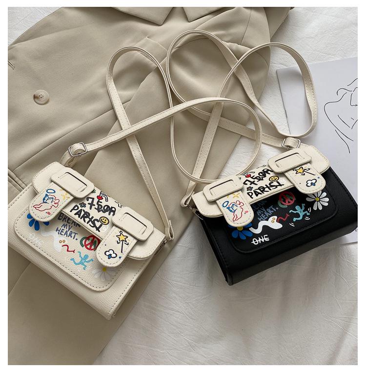 Трендовая женская сумка кроссбоди в стиле колор-блок с граффити - Летняя мода 2023