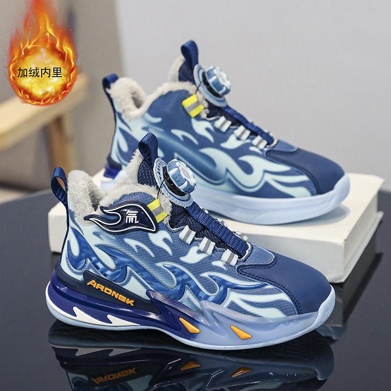Children's Shoes Boys' Basketball Shoes 2025 Spring New Leather Waterproof Sports Shoes Medium and Older Boys' Running Shoes