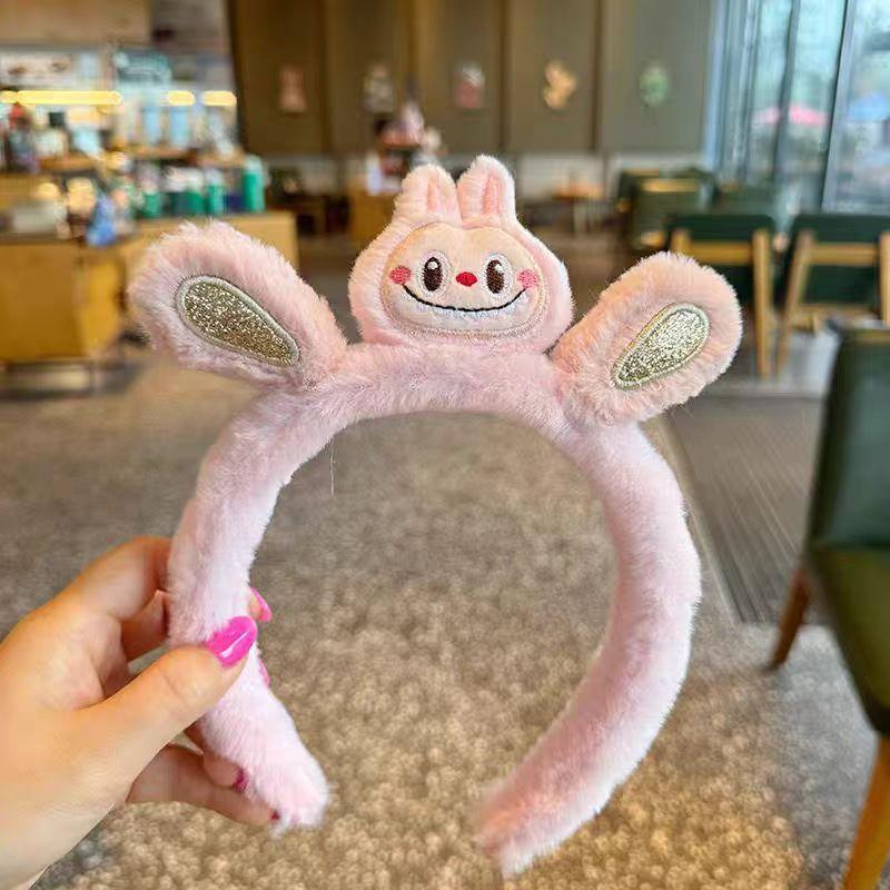 Обруч для волос Kawaii Labubu Повязка на голову Плюшевый головной убор Женский бутик Головной убор Аксессуары