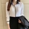 Women Spring Summer Work Wear Long Sleeve Shirts Lady Turn-down Collar Patchwork Elegant Blouses