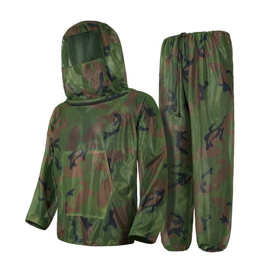 Camouflage Mosquito Suit for Men Women, Insect Mosquito Protection Jacket And Pants, Mosquito Proof Clothing with Mesh Hood for Outdoor Camping