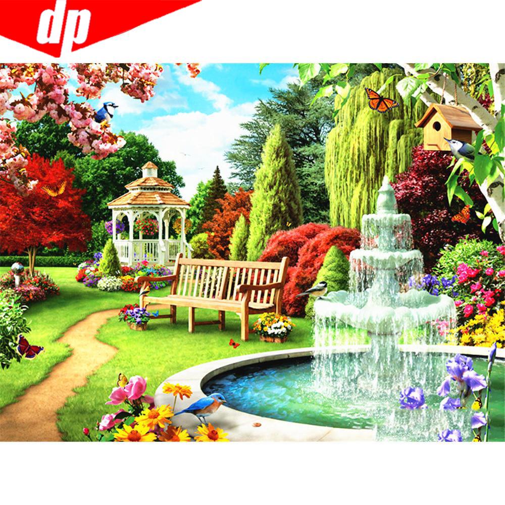5D Diy Diamond Painting Garden Diamond Embroidery Sale Full Round Diamond Mosaic Scenery Picture