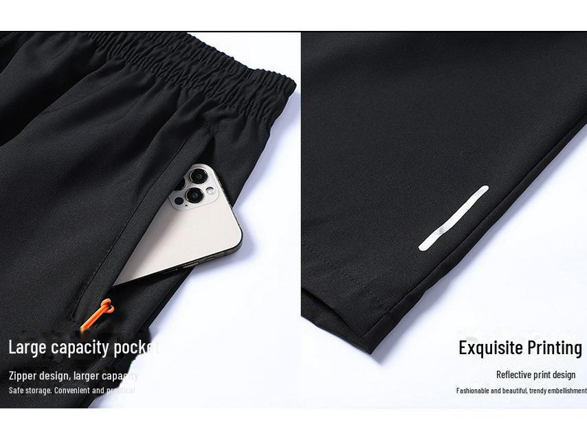 Летние спортивные шорты со светоотражающими полосками, молнией и тканью Ice Silk, XS-4XL, 108 моделей