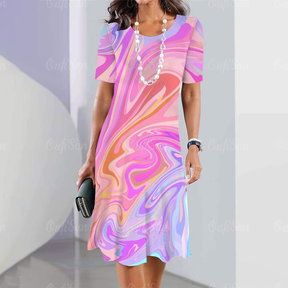 Новые женские платья в полоску с принтом, элегантные повседневные платья с коротким рукавом, модные женские платья больших размеров Y2k